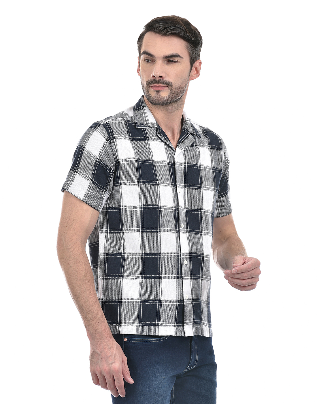 Numero Uno Men Checkered Navy Shirt